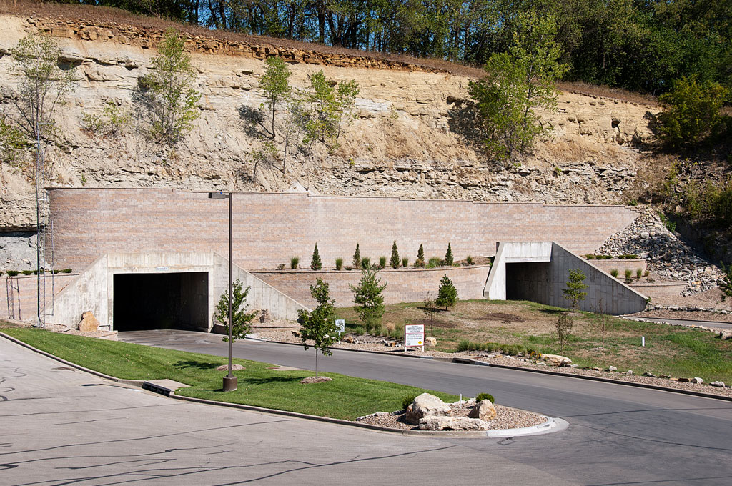 The Kansas City underground data center where FullControl runs, tunnel entrances into a limestone bluff in Lenexa, Kansas